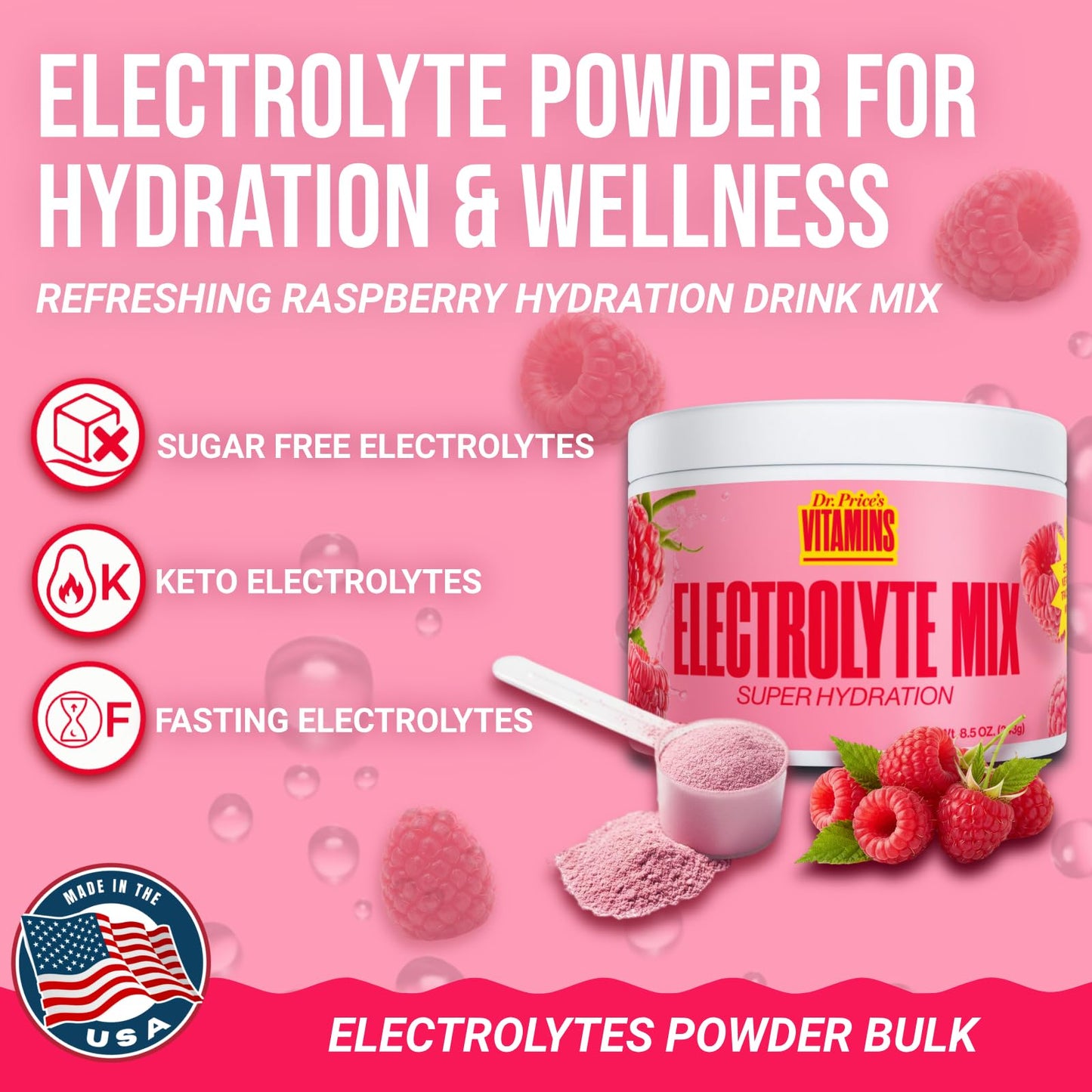 Dr. Price's Vitamins Electrolytes Powder Packets, Lemon Lime, 30 Pack | Electrolyte Mix, Hydration, No Sugar, Sodium, Potassium & 72+ Trace Minerals, Keto Friendly, Made in USA, Doctor-Formulated