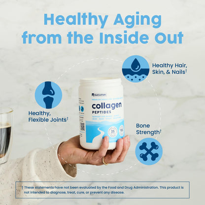 NativePath Collagen Peptides, Grass-Fed Type 1 & 3, 45 Servings | 10g Hydrolyzed Per Scoop, Supports Hair, Skin, Nails & Joints, Unflavored, Women & Men, Keto & Paleo