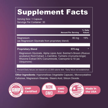 Presgera – Magnesium Glycinate, Turmeric & ALA – 30 Ct, 1 Month Supply | Also includes more botanicals with Magnesium Glycinate, Turmeric & Alpha Lipoic Acid | Non-GMO, Made in USA