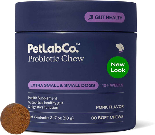 PetLab Co. Probiotic Chews for Dogs, Tailored, Small | Size-specific 8-strain probiotic blend with prebiotics to support digestive health, skin and seasonal allergy support