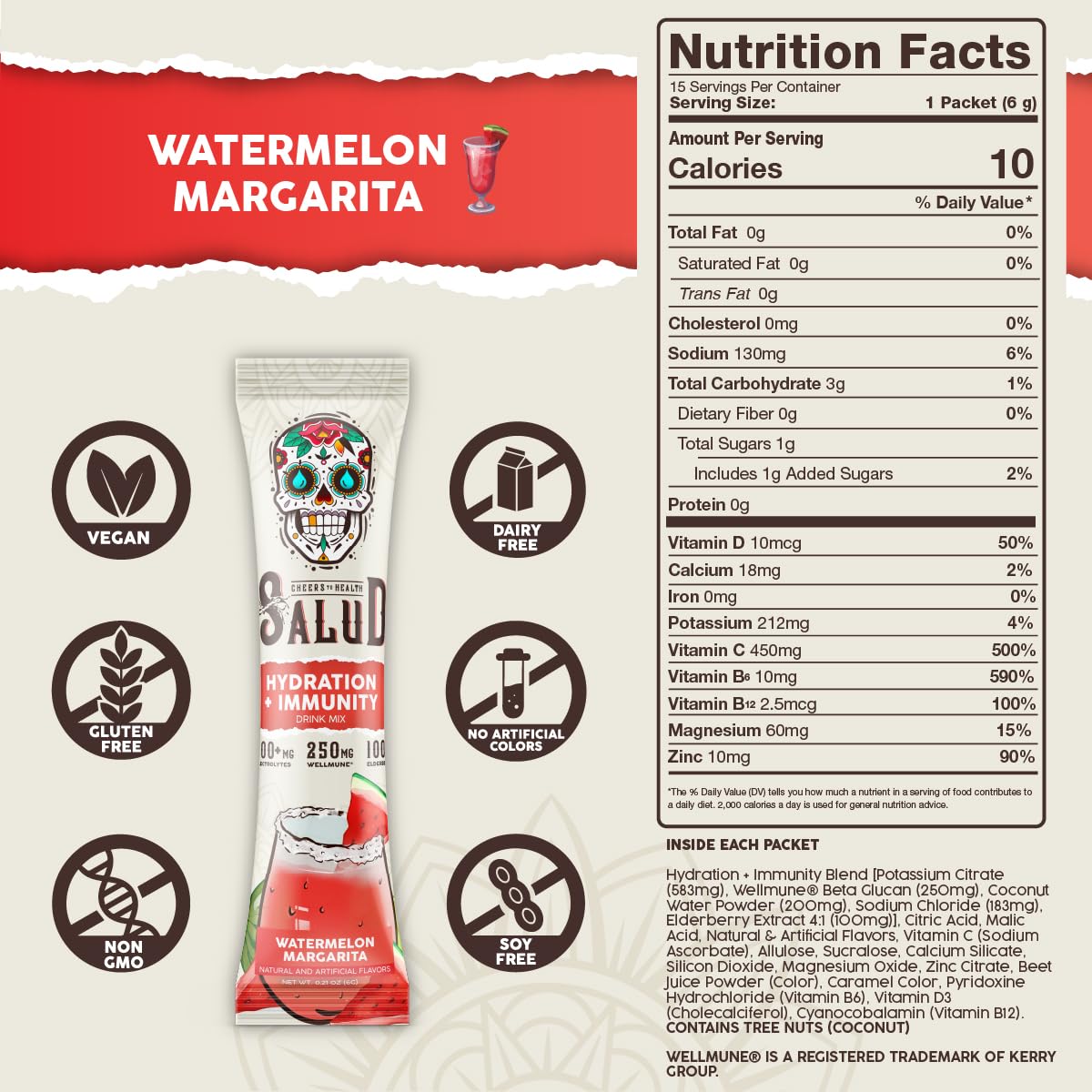 Salud 2-in-1 Hydration + Immunity Drink Mix, Cucumber Lime | Electrolytes Powder, Agua Fresca, Elderberry, Dairy & Soy Free, Non-GMO, Gluten Free, Vegan, 1g Sugar (15 Servings)