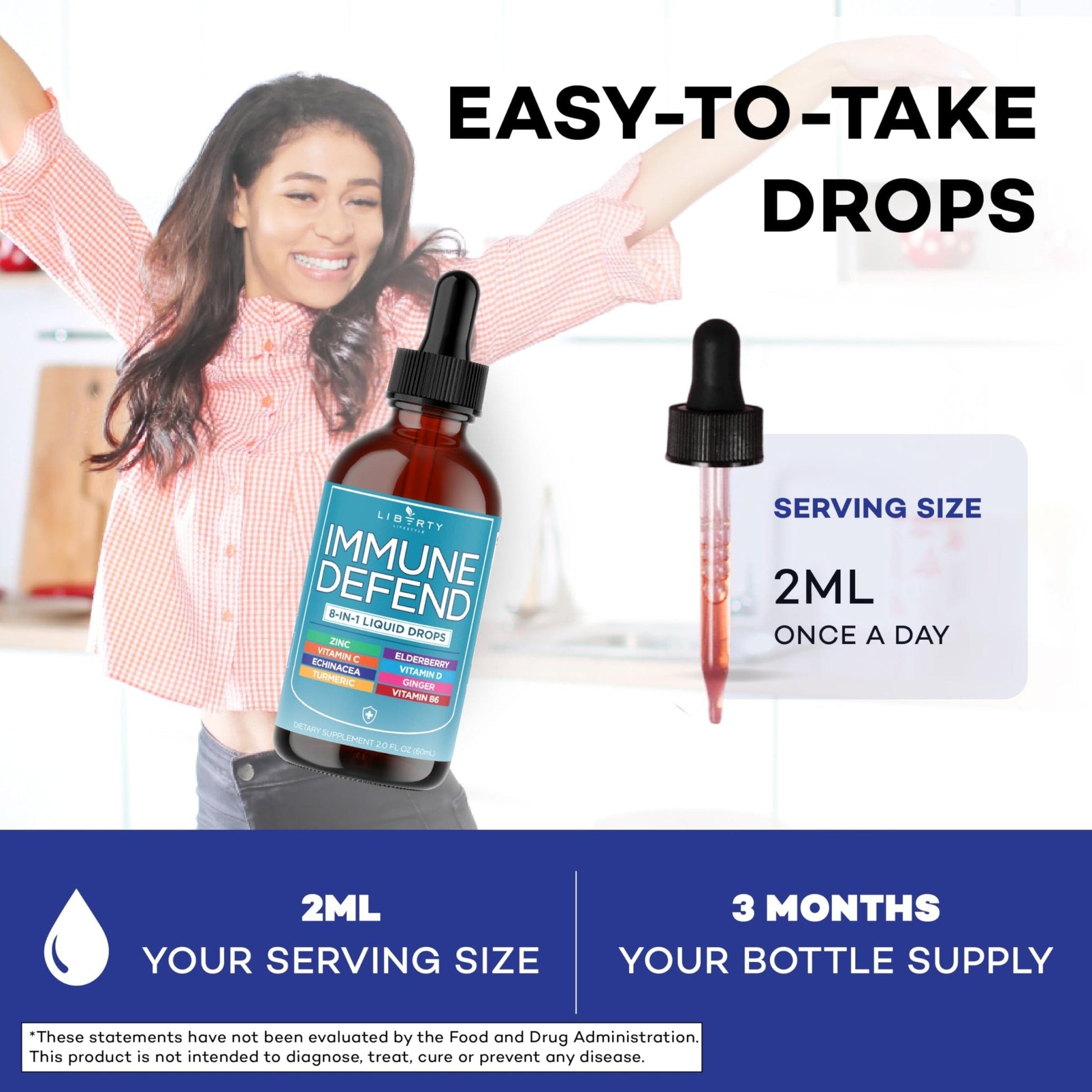 8-in-1 Immune Support Liquid Drops – Elderberry, Turmeric Curcumin, Echinacea, Ginger, Vitamins C & D3, Zinc & B6 – Fast-Absorbing Immune & Antioxidant Support – Vegan, Non-GMO – 4 oz - PrimeBioHealth - canada supplements