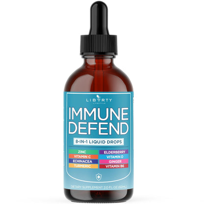 8-in-1 Immune Support Liquid Drops – Elderberry, Turmeric Curcumin, Echinacea, Ginger, Vitamins C & D3, Zinc & B6 – Fast-Absorbing Immune & Antioxidant Support – Vegan, Non-GMO – 4 oz - PrimeBioHealth - canada supplements