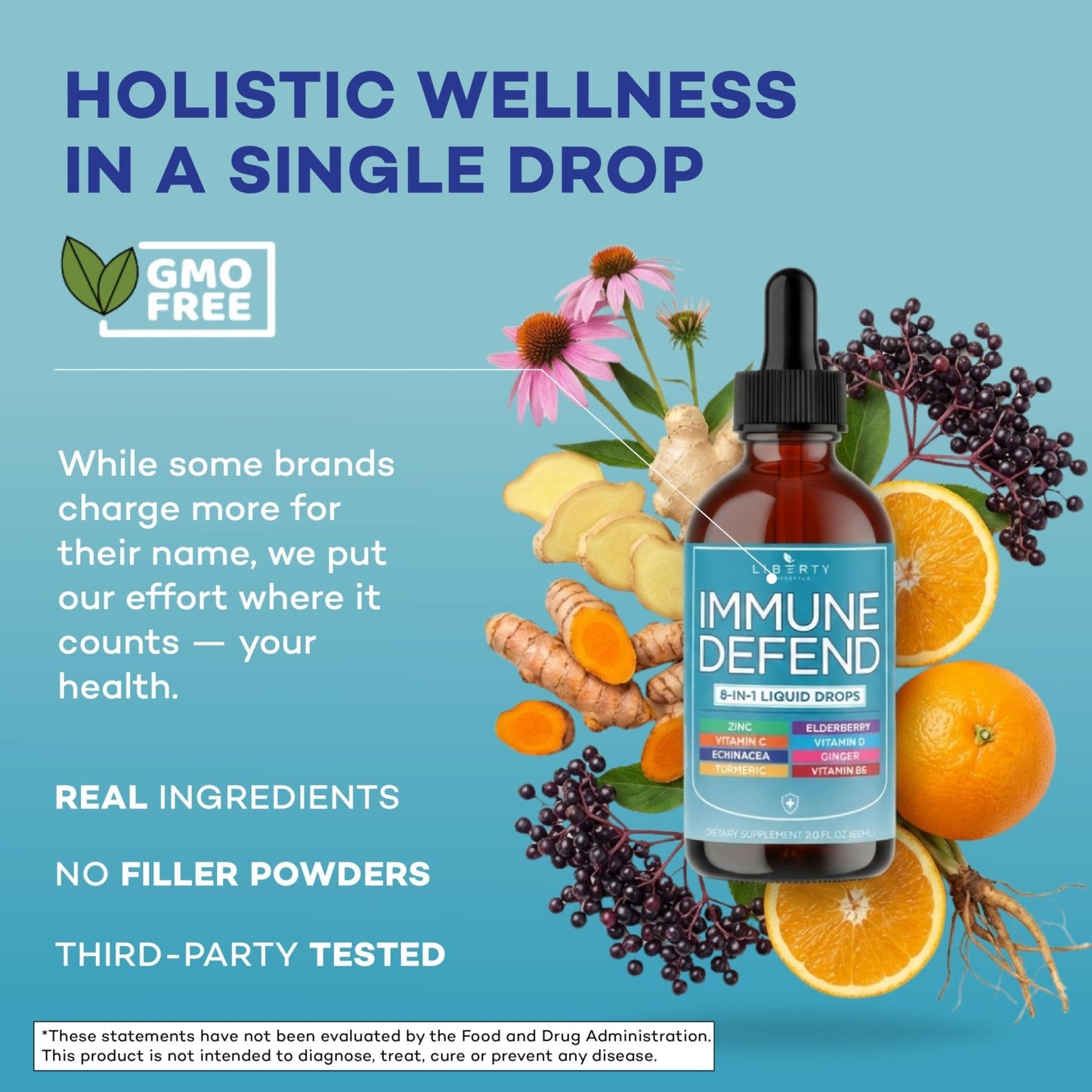 8-in-1 Immune Support Liquid Drops – Elderberry, Turmeric Curcumin, Echinacea, Ginger, Vitamins C & D3, Zinc & B6 – Fast-Absorbing Immune & Antioxidant Support – Vegan, Non-GMO – 4 oz - PrimeBioHealth - canada supplements