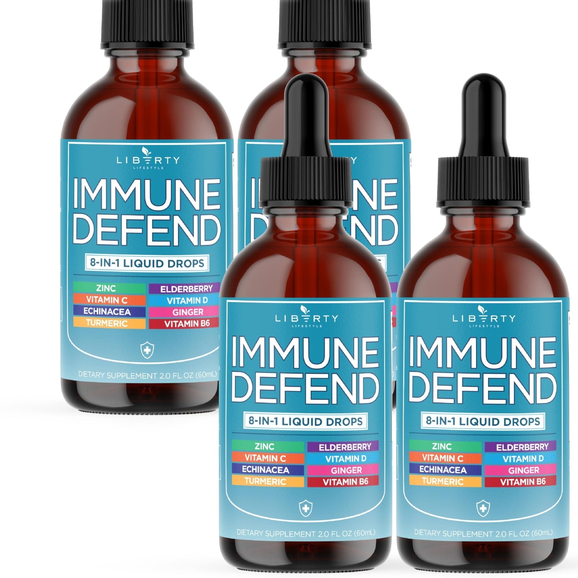 8-in-1 Immune Support Liquid Drops – Elderberry, Turmeric Curcumin, Echinacea, Ginger, Vitamins C & D3, Zinc & B6 – Fast-Absorbing Immune & Antioxidant Support – Vegan, Non-GMO – 4 oz - PrimeBioHealth - canada supplements