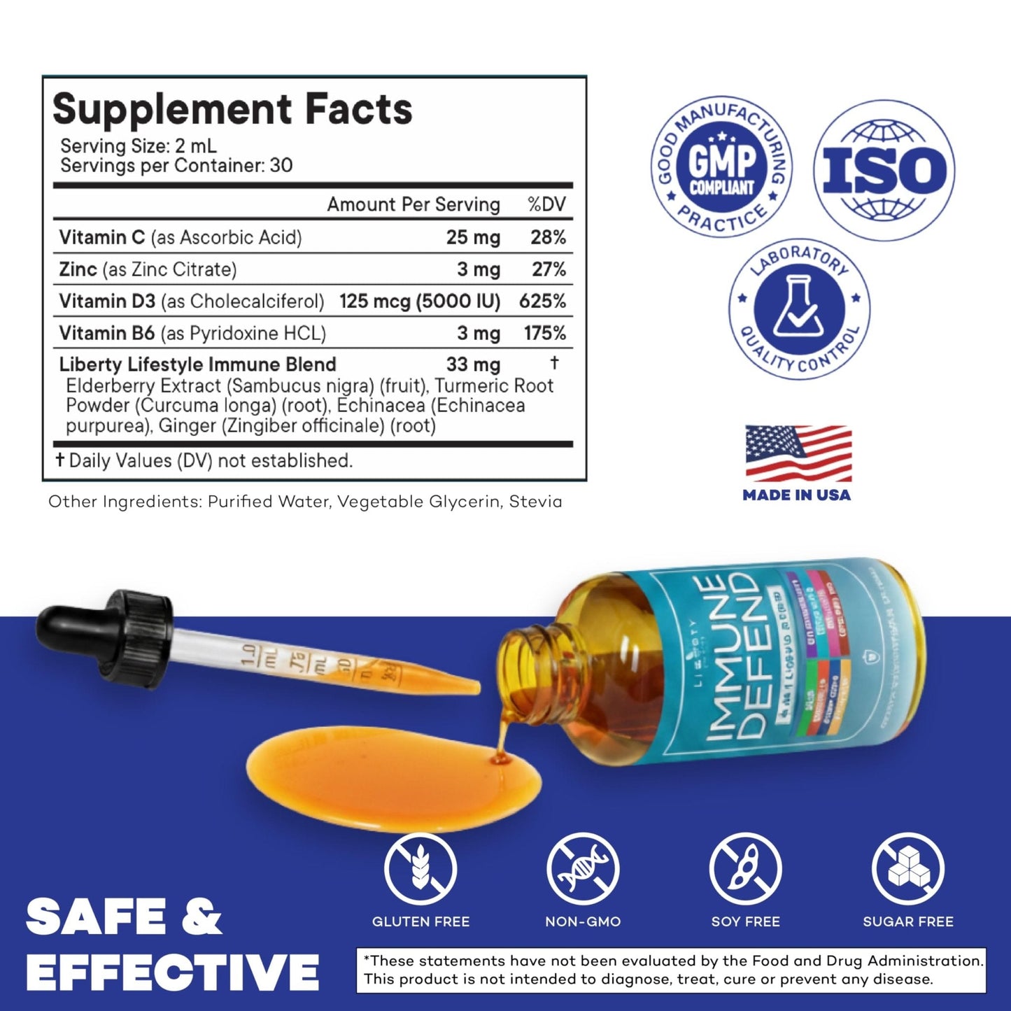 8-in-1 Immune Support Liquid Drops – Elderberry, Turmeric Curcumin, Echinacea, Ginger, Vitamins C & D3, Zinc & B6 – Fast-Absorbing Immune & Antioxidant Support – Vegan, Non-GMO – 4 oz - PrimeBioHealth - canada supplements