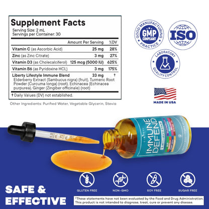 8-in-1 Immune Support Liquid Drops – Elderberry, Turmeric Curcumin, Echinacea, Ginger, Vitamins C & D3, Zinc & B6 – Fast-Absorbing Immune & Antioxidant Support – Vegan, Non-GMO – 4 oz - PrimeBioHealth - canada supplements