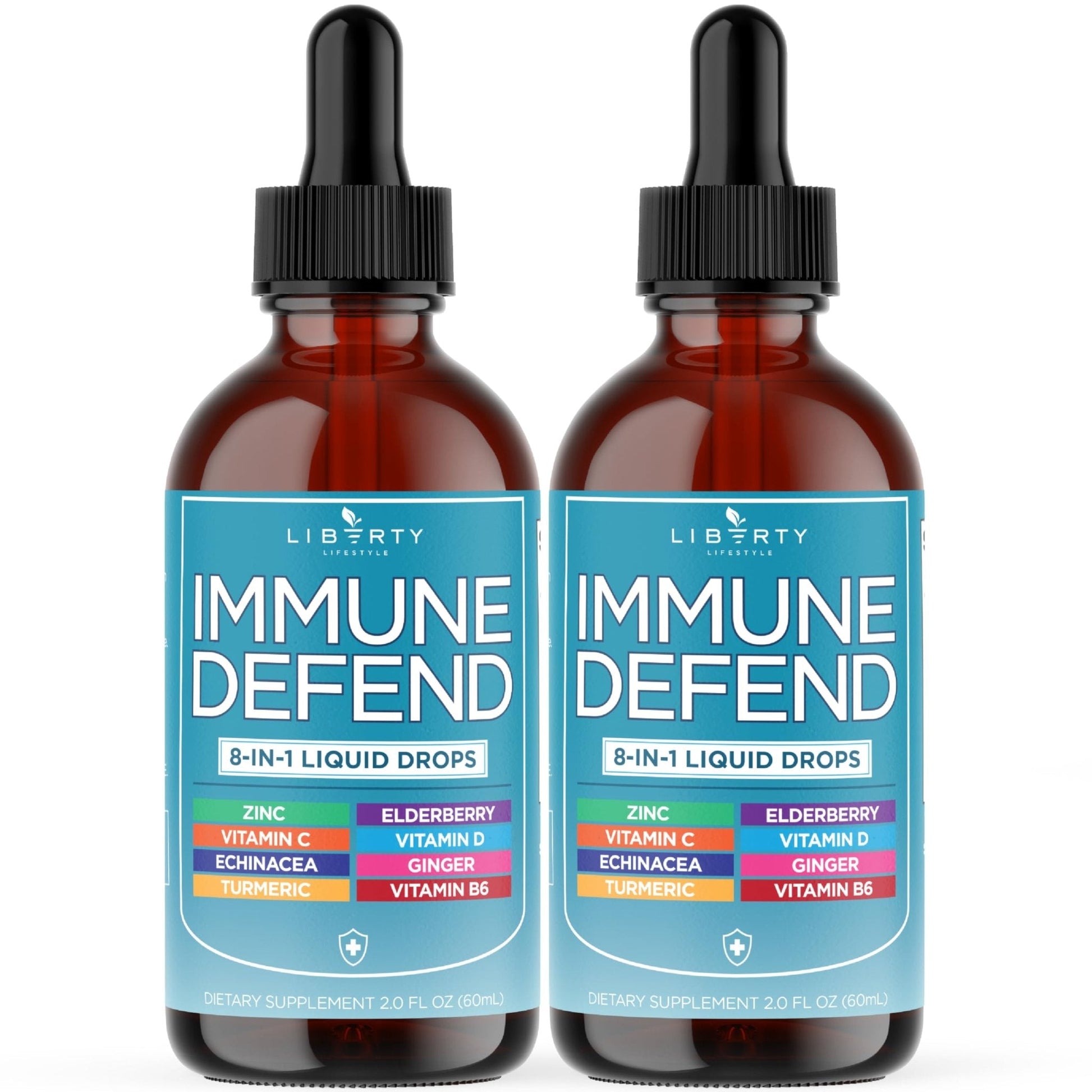 8-in-1 Immune Support Liquid Drops – Elderberry, Turmeric Curcumin, Echinacea, Ginger, Vitamins C & D3, Zinc & B6 – Fast-Absorbing Immune & Antioxidant Support – Vegan, Non-GMO – 4 oz - PrimeBioHealth - canada supplements