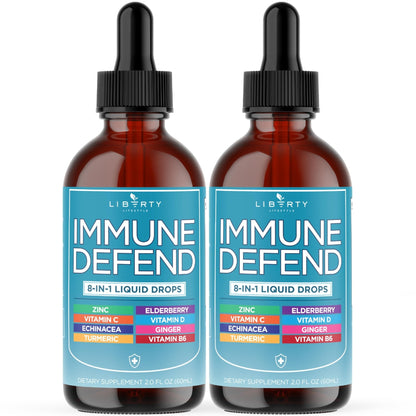 8-in-1 Immune Support Liquid Drops – Elderberry, Turmeric Curcumin, Echinacea, Ginger, Vitamins C & D3, Zinc & B6 – Fast-Absorbing Immune & Antioxidant Support – Vegan, Non-GMO – 4 oz - PrimeBioHealth - canada supplements