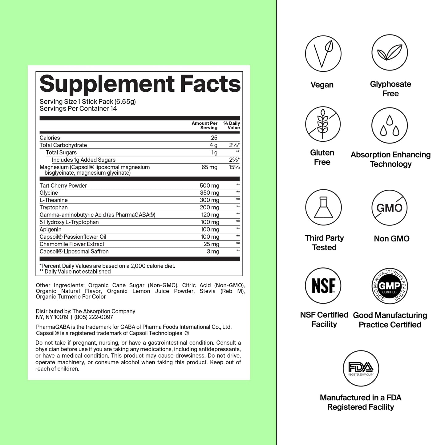 The Absorption Company Sleep Aid Powder - Calming Drink Mix Packets - 7PK
