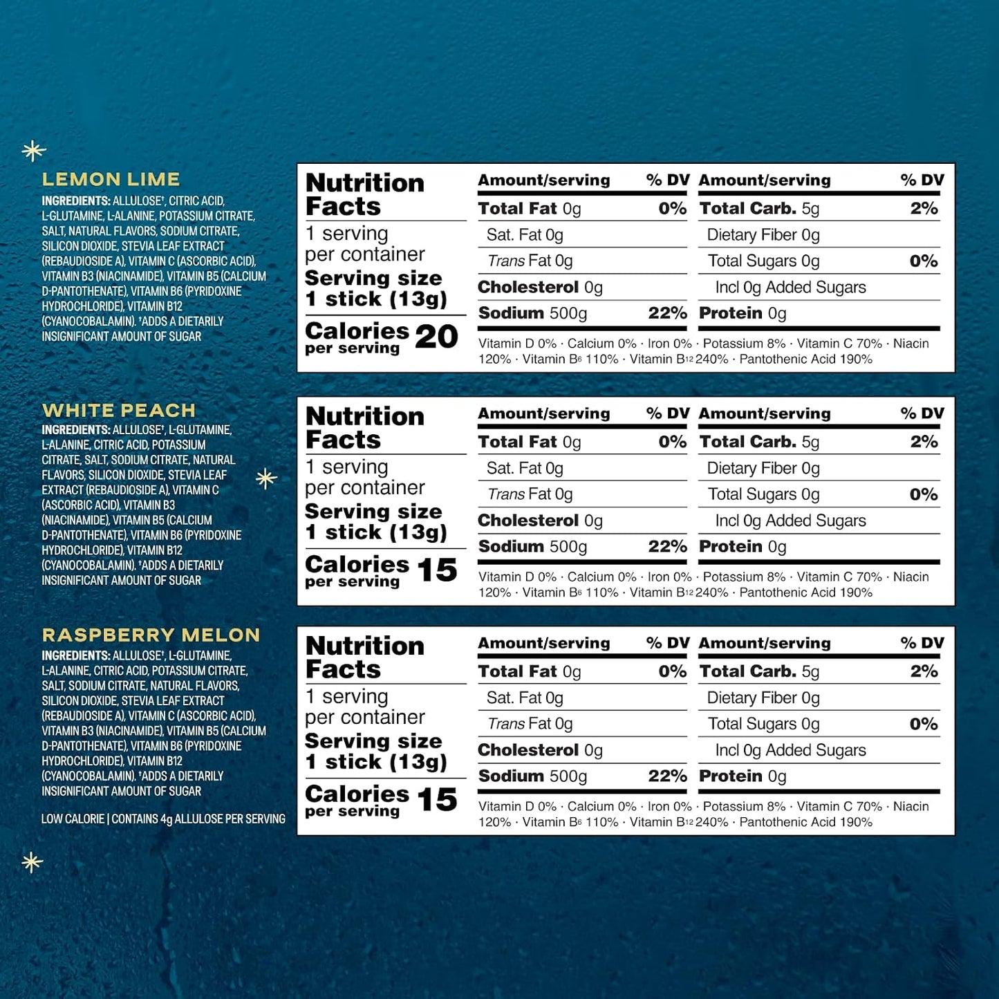 Liquid I.V.® Hydration Multiplier Sugar-Free Sample Pack- Raspberry Melon, Lemon Lime, and White Peach - 4 Pack (12 Sticks)