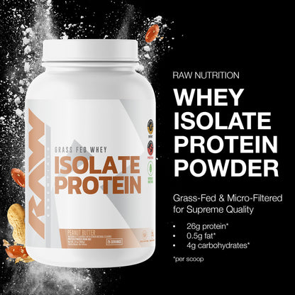 RAW Whey Isolate Protein Powder, Dark Chocolate - 100% Grass-Fed Sports Nutrition Whey Protein Powder for Muscle Growth & Recovery - Low-Fat, Low Carb, Naturally Flavored & Sweetened - 25 Servings
