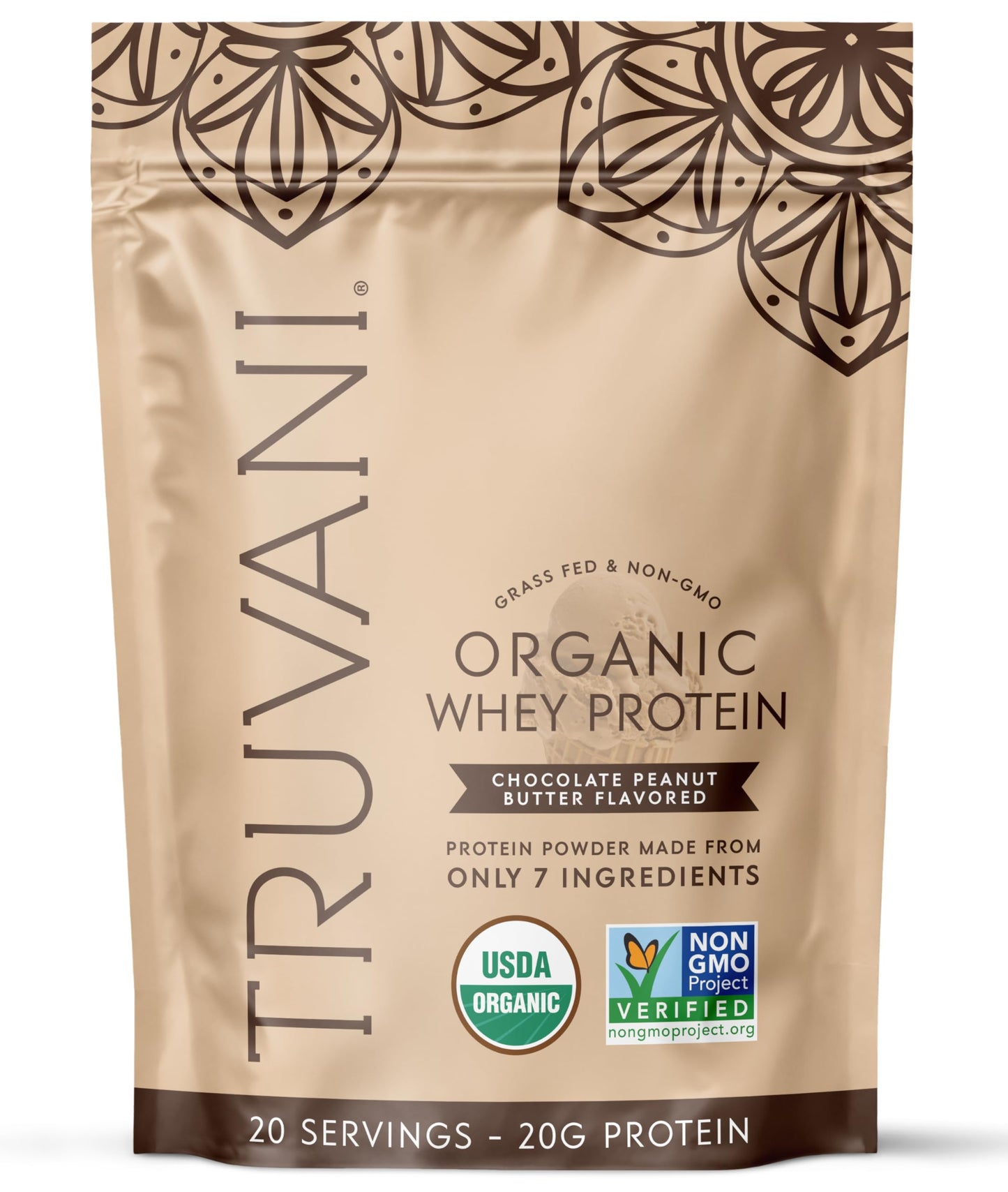 Truvani Organic Whey Protein Powder | Vanilla | 20 Servings | 20g Grass Fed Whey Protein | USDA Organic & Non-GMO | Gluten Free | No Gums, No Soy, No Stevia, No Added Sugars