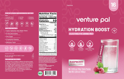 Venture Pal Sugar Free Electrolyte Powder, Liquid Daily IV Hydration Packet | 7 Electrolytes & 5 Vitamins, Electrolytes Dink Mix for Party Recovery & Instantly Hydration, Vegan, Keto-Friendly, 16 Sticks