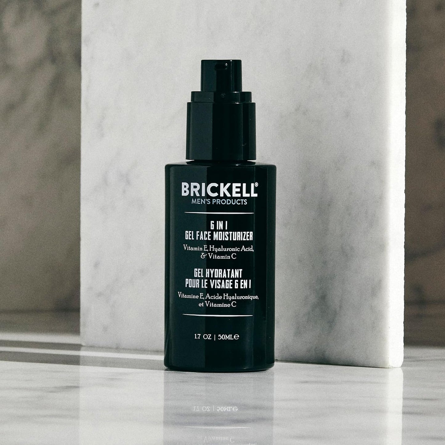 Brickell Men's 6 in 1 Gel Face Moisturizer for Men, Gel Moisturizer With Hyaluronic Acid, Peptides, and Vitamin C, 1.7 ounces, Unscented