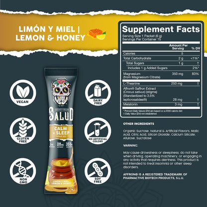 Salud 2-Pack | 2-in-1 Calm + Sleep (Punch) & Calm + Sleep (Lemon Honey) – 15 Servings Each, Drink Mix, Dairy & Soy Free, Non-GMO, Gluten Free, Vegan, Low Calorie, 1g of Sugar