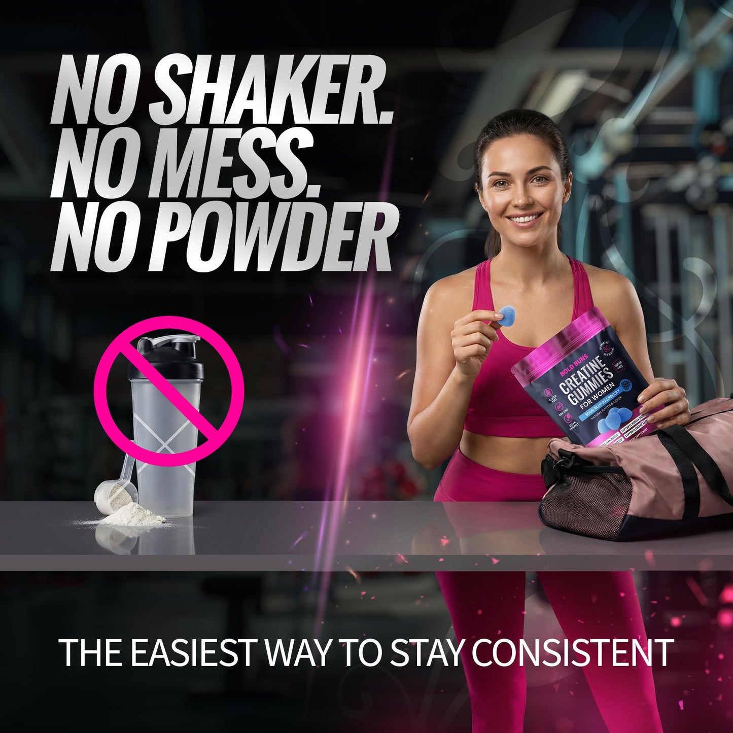 Bold Buns Creatine for Women – Supplement with Collagen & BCAA – Supports Muscle Development, Post-Workout Recovery, Skin Elasticity, Healthy Hair & Nail (30 Servings, Unflavored)