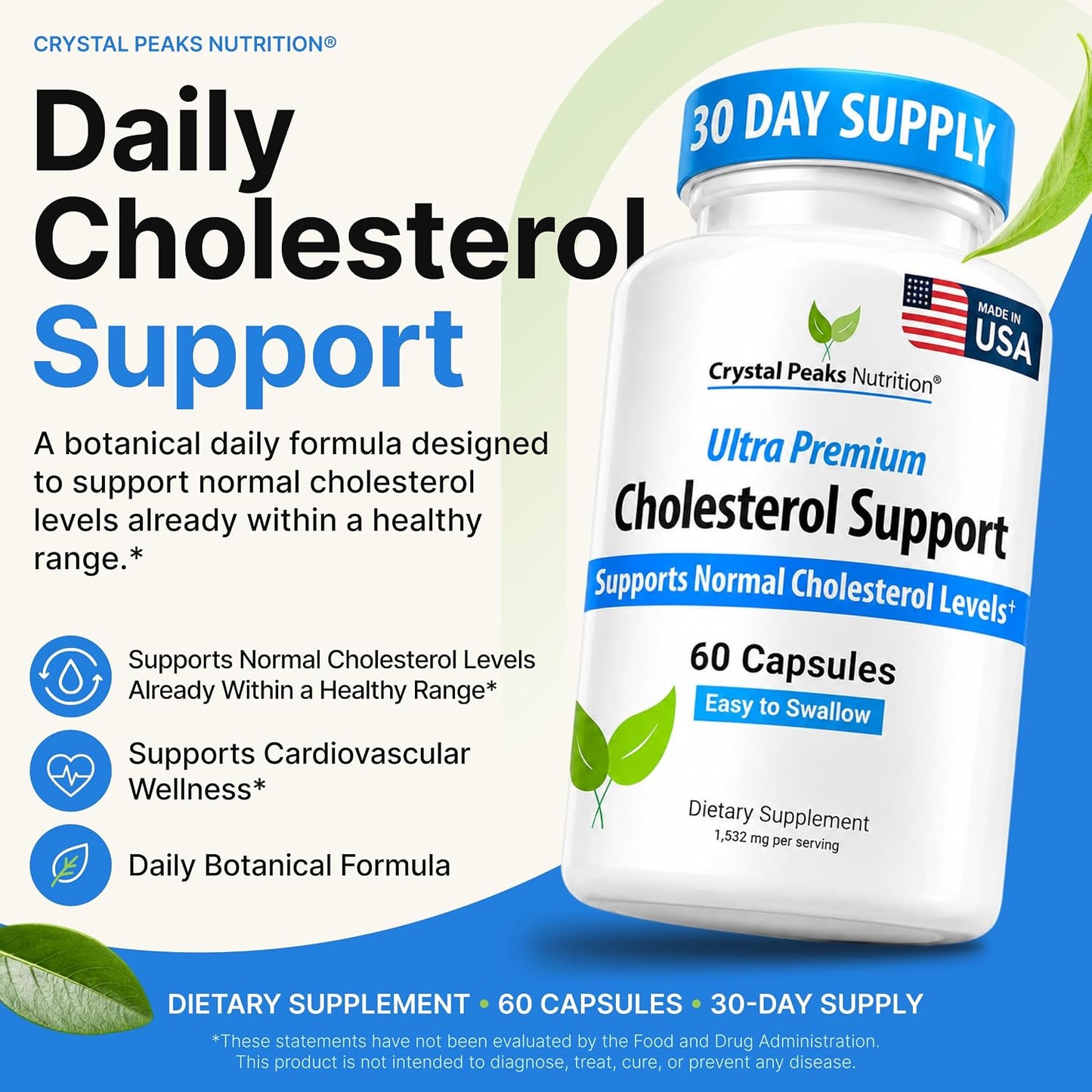 Cholesterol Supplement - All-Natural Ingredients to Support Normal Colesterol Levels. Supports Optimal Circulation. 60 Capsules
