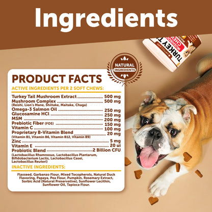 Dog Multivitamin Chewable with Glucosamine 26 in 1 - Dog Vitamins and Supplements - Senior & Puppy Multivitamin for Dogs - Pet Joint Support Health - Immunity, Mobility, Gut Skin - 120 Chews