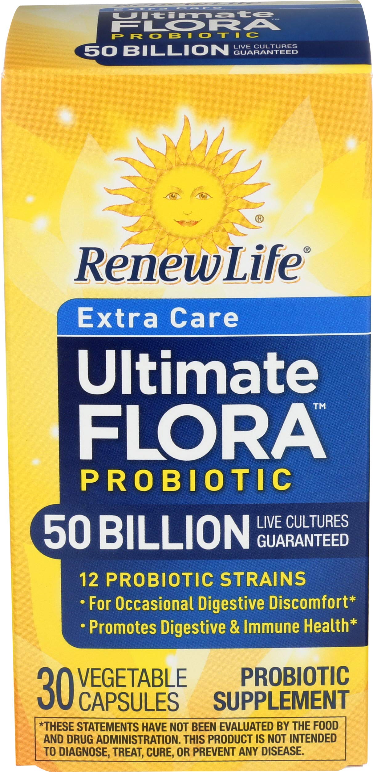 Renew Life Extra Care Digestive Probiotic 50 Billion CFU | 90 Vegetarian Capsules | Supports Digestive, Immune & Respiratory Health | Dairy, Soy and Gluten Free Supplement