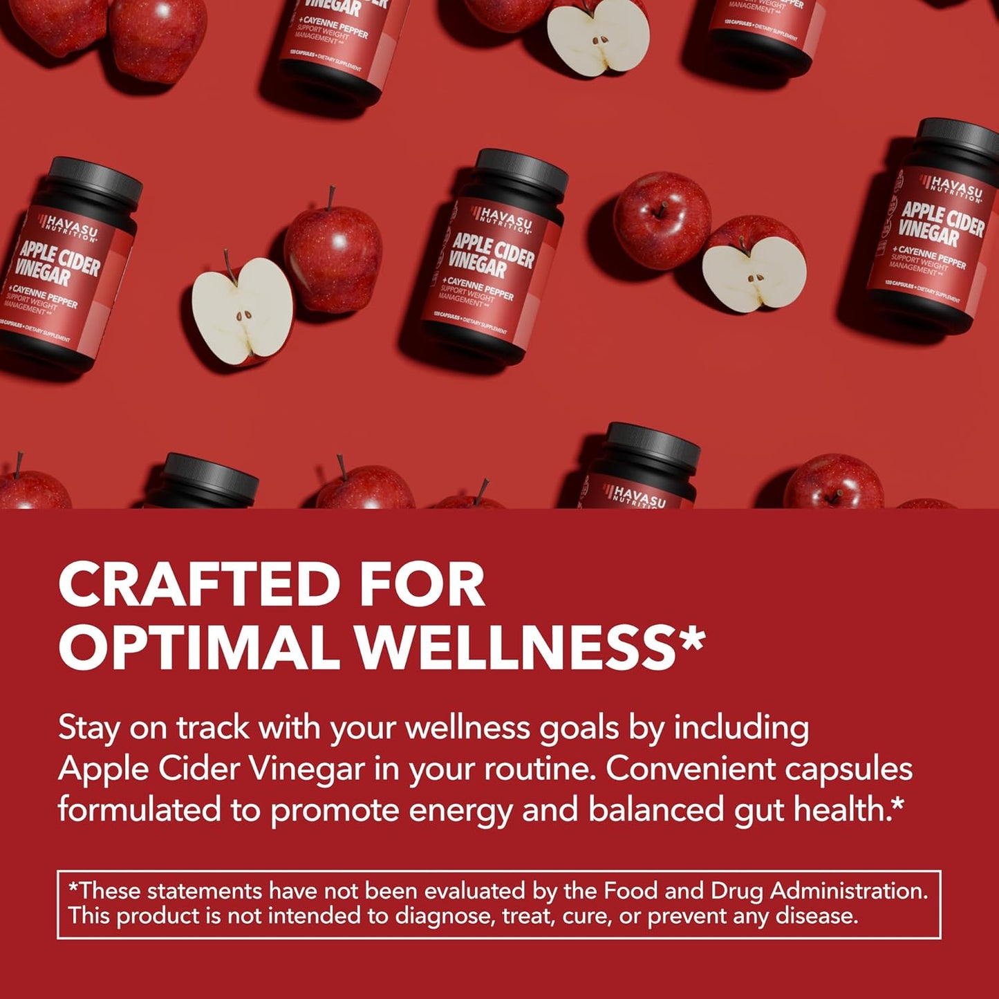 Apple Cider Vinegar Capsules with Cayenne Pepper, 60 Count, 2-Month Supply | 500mg ACV Per Serving for Appetite, Cravings, and Bloating Relief, Vegan, Non-GMO, Easy-to-Take Capsules, 60-Day Supply