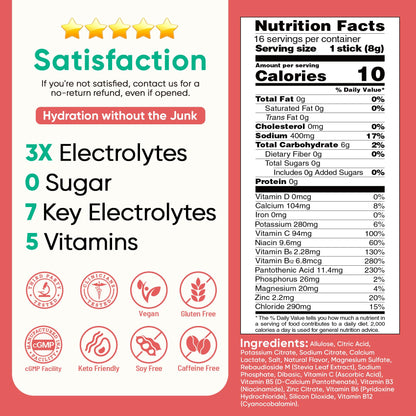 Venture Pal Sugar Free Electrolyte Powder, Liquid Daily IV Hydration Packet | 7 Electrolytes & 5 Vitamins, Electrolytes Dink Mix for Party Recovery & Instantly Hydration, Vegan, Keto-Friendly, 16 Sticks