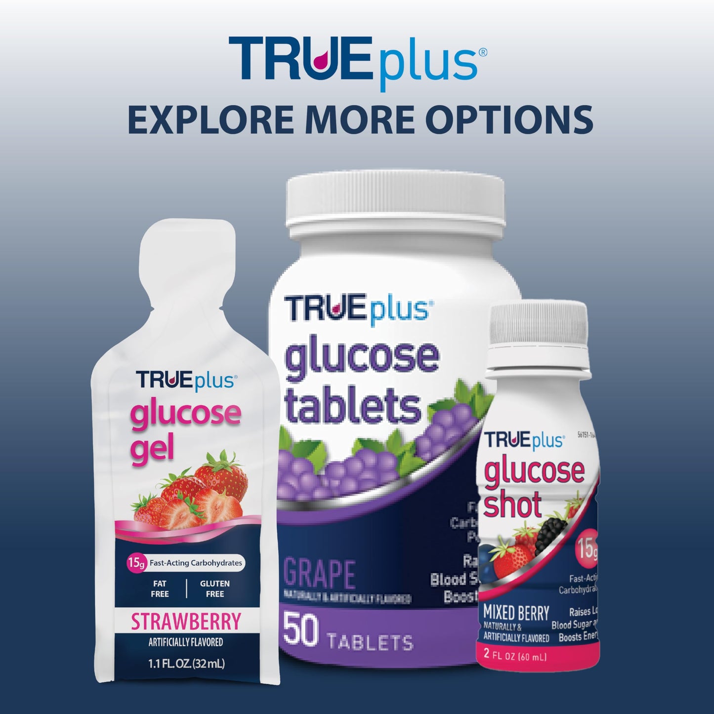 TRUEplus Glucose Gel Pouch, 15g Carbohydrates, Fruit Punch Flavor, 6 Pack | 15g Fast-Acting Carbohydrates Per Serving, Fat Free, Gluten Free, Boosts Energy, Great Tasting and Easy to Use