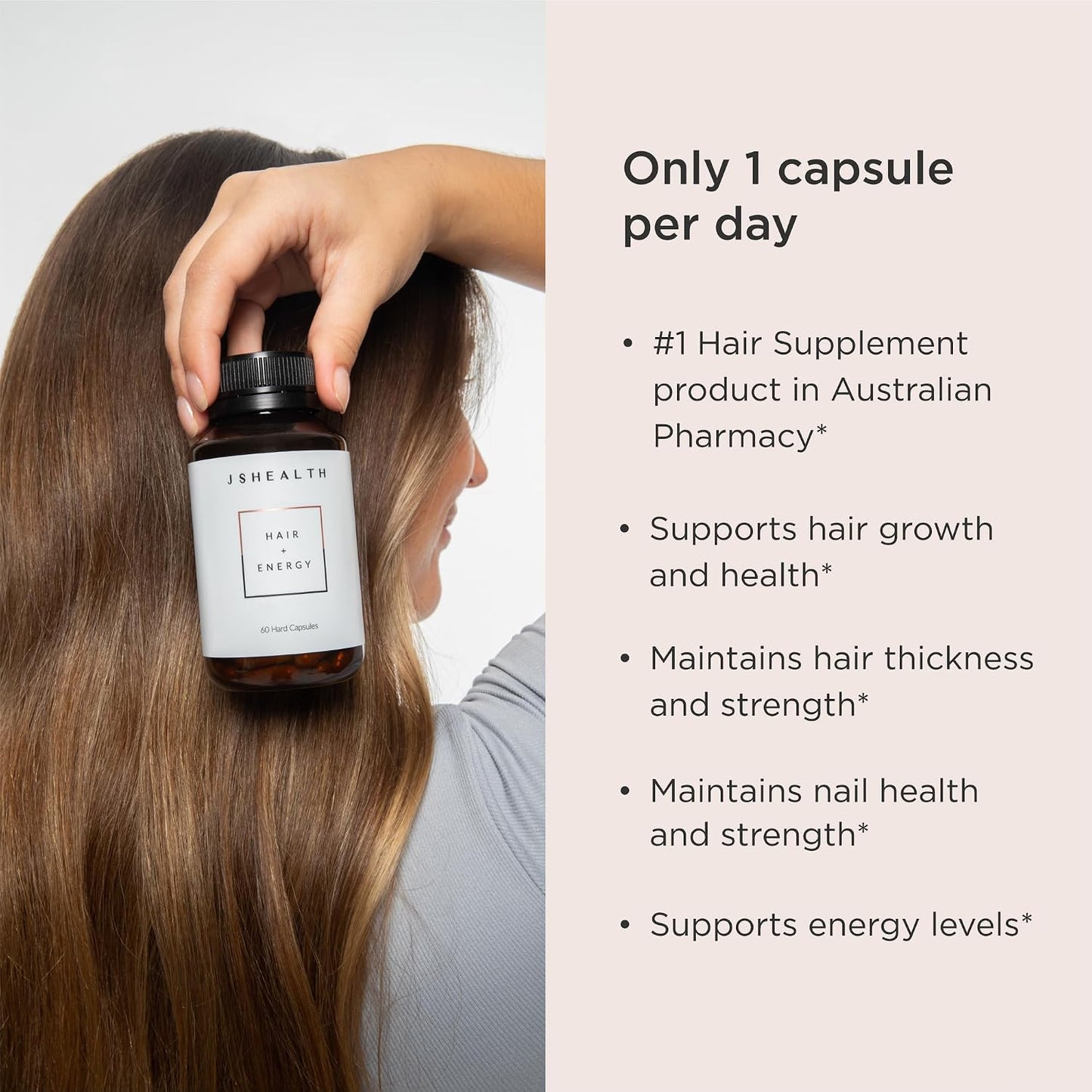 JSHealth Vitamins Inside Out Haircare - Includes Hair + Energy Hair Vitamins, Purifying Keratin Shampoo & Nourishing Hair Conditioner - Virtual Bundle