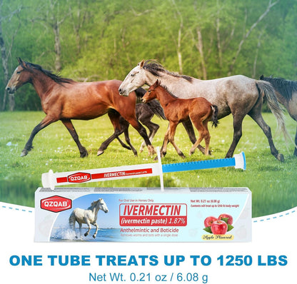 Ivermectin Horse Paste Dewormer , Horse Wormer Paste, Apple Flavor, 0.21 Ounces, 6 Pack