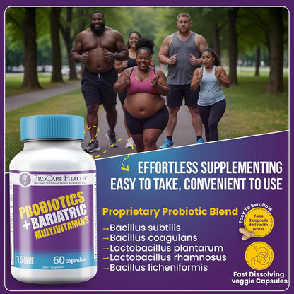 Core-45 + Probiotics Bariatric Multivitamin | Capsule | 60 Ct | 15 Billion CFU Bariatric Probiotic Fast Dissolving Veggie Capsules to Support Gut and Immune Health for Bariatric Patients