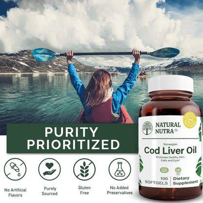 Natural Nutra Norwegian Cod Liver Oil Supplement 250 Softgels | Helps Maintain Skin & Body Density, Eye Health & Nerve Function, Promotes Dental Health, Supports Cardiovascular Health
