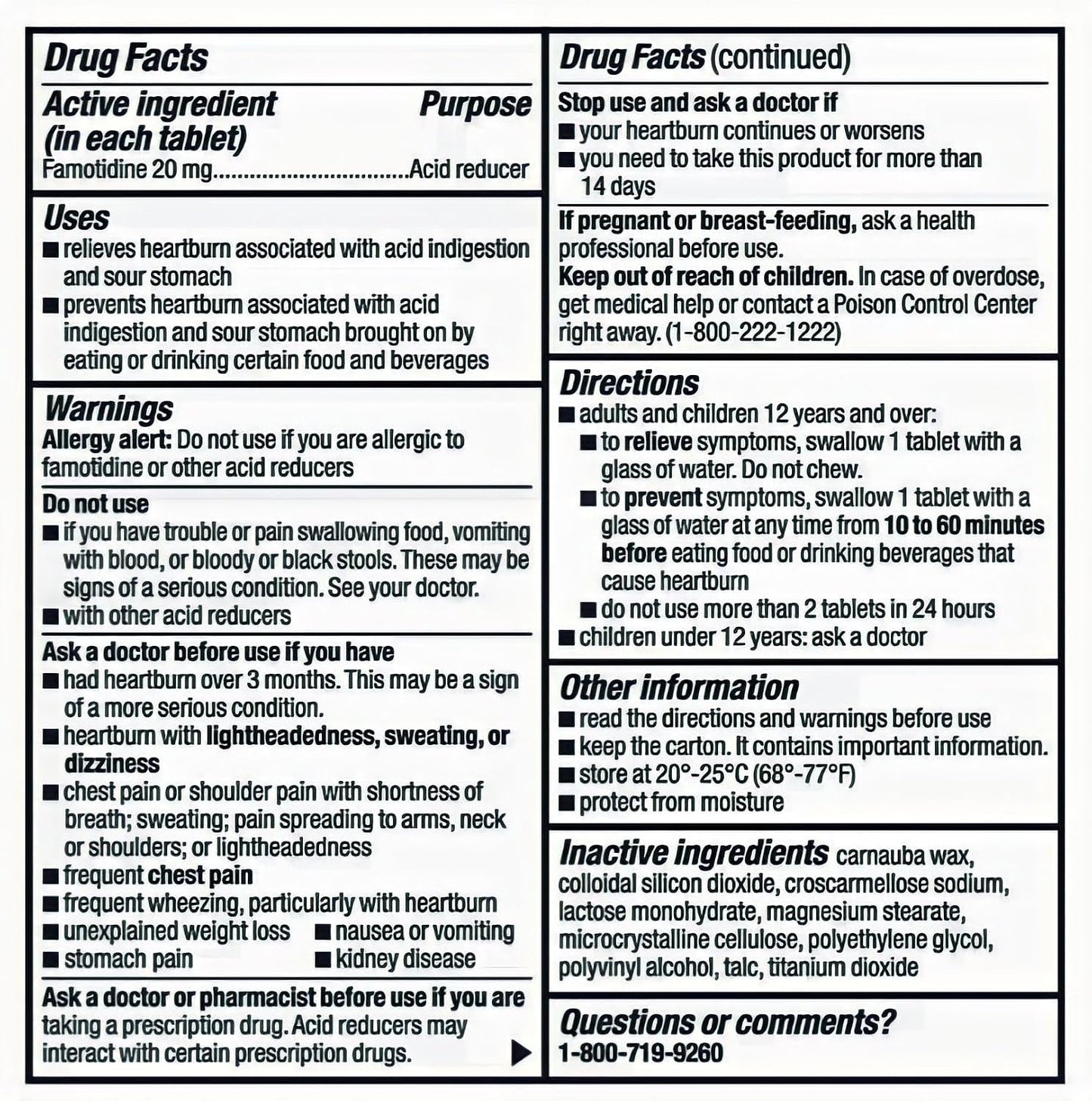 berkley jensen Maximum Strength Famotidine 20 mg, Acid Reducer Tablets, Relieves Meal-Induced Heartburn & Acid Indigestion Symptoms, All-Day Heartburn Prevention & Relief, 125 Count (Pack of 2)