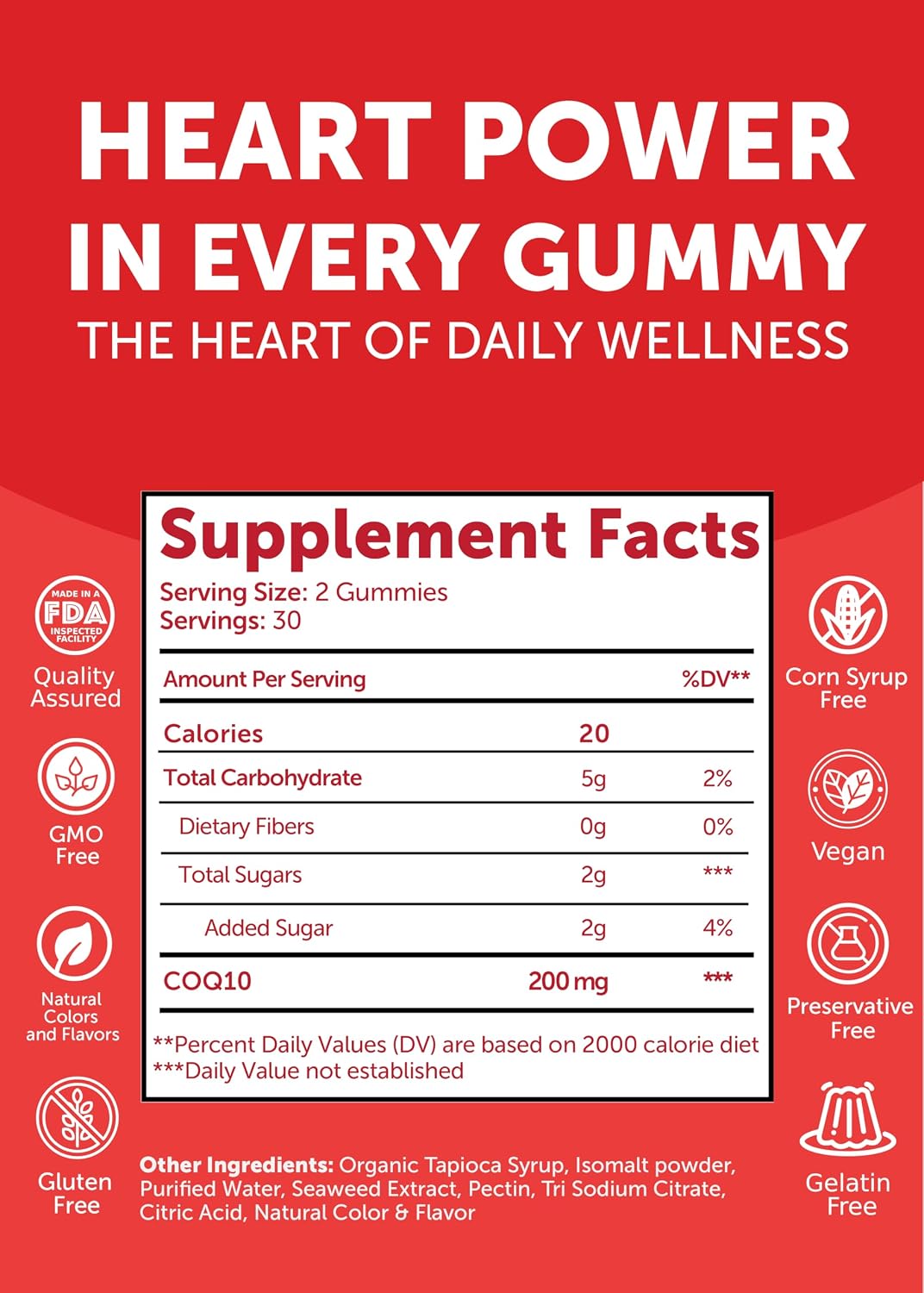 Lunakai USA Made CoQ10 Gummies for Adults – 200mg High Potency Coenzyme Q10 Supplement for Daily Heart, Energy & Antioxidant Support for Women & Men, Non-GMO, 60ct