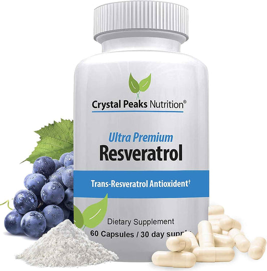 100% Natural Resveratrol Supplement - Trans-Resveratrol Supports Aging - Antioxidants Supplement Promotes Immune System & Joint Support (60 Capsules)