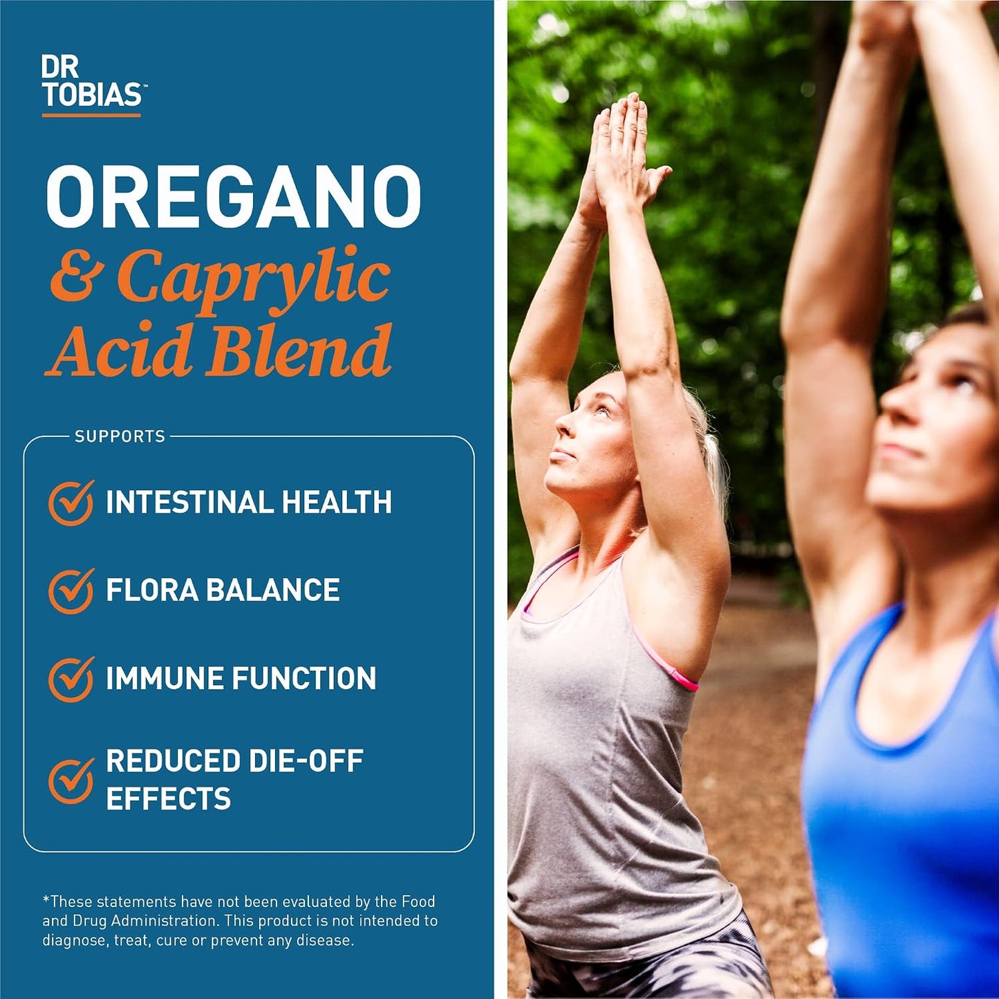 Dr. Tobias Oregano & Caprylic Acid Blend 60 Capsules | Oregano Capsules | Gut Flora Balance Complex & Intestinal Support | Oregano + Caprylic Acid | Probiotics + Enzymes | 30 Servings