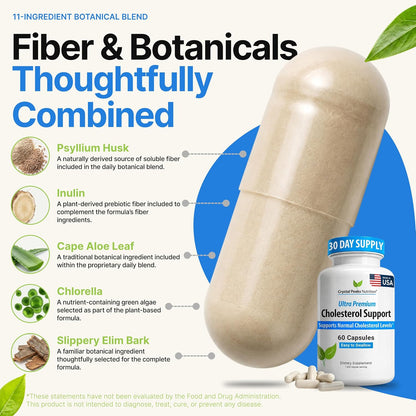 Cholesterol Supplement - All-Natural Ingredients to Support Normal Colesterol Levels. Supports Optimal Circulation. 60 Capsules