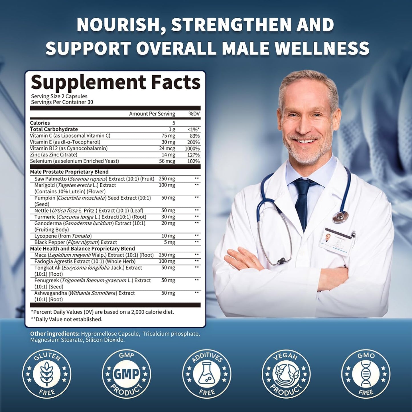 Prostate Health Supplements for Men - Urinary Tract Health, Support 60 CT | 18 IN 1with Pumpkin Seed & Nettle Advanced DHT Blocker - with Saw Palmetto Ashwagandha, Reishi