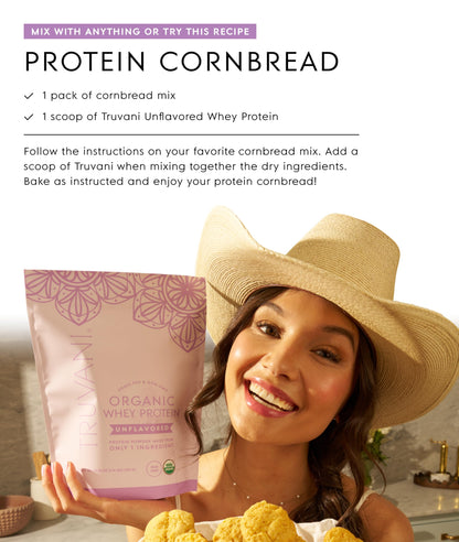 Truvani Organic Whey Protein Powder | Vanilla | 1 Serving | 20g Grass Fed Whey Protein | USDA Organic & Non-GMO | Gluten Free | No Gums, No Soy, No Stevia, No Added Sugars
