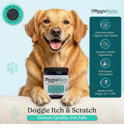Natural Itch Relief & Allergy Support- TCM Herbal Powder for Hot Spots, Scratching & Yeast- Clears Damp Heat & Soothes Skin from Within- Human Grade, Doctor Formulated, 100% Natural