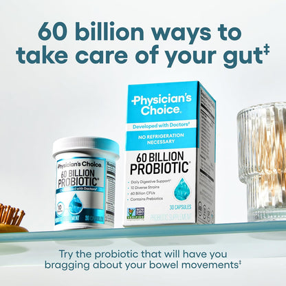 Physician's CHOICE - Optimal Gut Health Bundle: 60 Billion Probiotic 60ct + Digestive Enzymes 90ct for Digestive Comfort and Immune Support