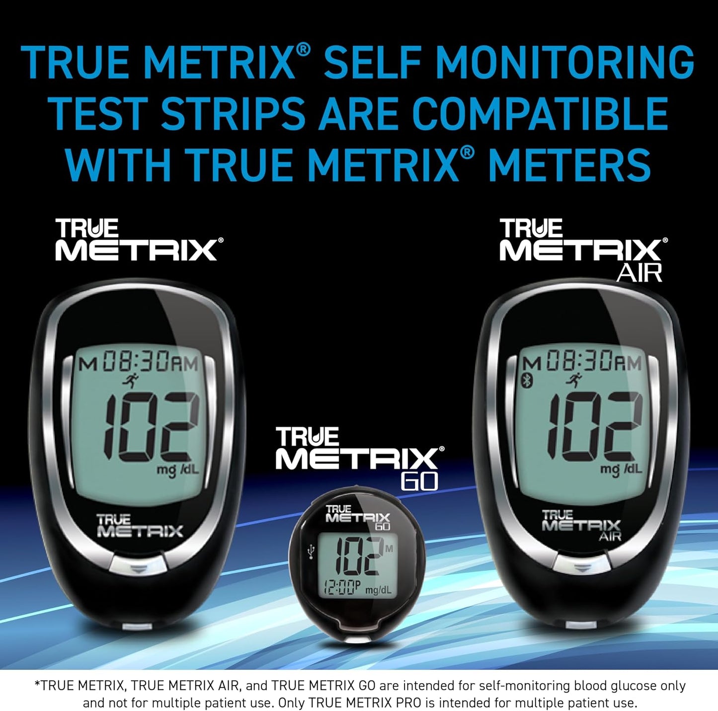 TRUE METRIX Self Monitoring Blood Glucose Test Strips, 100 Count | Blood Glucose Test Strips Compatible with TRUE METRIX Family of Self Monitoring Blood Glucose Meters, Value Pack