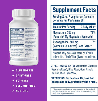 NativePath Balance Magnesium Glycinate with Ashwagandha, 60 Capsules | High-Absorption Chelated Form, Supports Calm, Relaxation, Restful Sleep, Muscle & Recovery, Adults