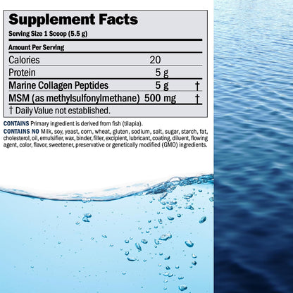 Andrew Lessman ProCaps Marine Collagen with MSM Powder 60 Servings | Marine Collagen with MSM supports healthy skin, joints, bones, hair and nails in a pure, unflavored, super-soluble powder.