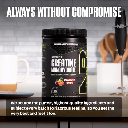 NutraBio Pure Micronized Creatine Monohydrate Powder Supplement, Unflavored, (300 g) - Supports Bulk Muscle Energy, Recovery, and Strength - HPLC Tested Creatine Powder Supplement for Men and Women