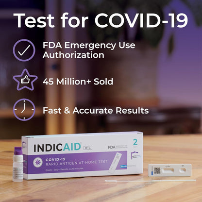 INDICAID COVID-19 Antigen Rapid Test, 6 Tests in 3 Individual Packs, FDA EUA Authorized OTC COVID Home Test, HSA/FSA Eligible, Fast and Easy to Use