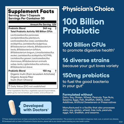 Physician's CHOICE 100 Billion + Digestive Enzyme 60ct Bundle - Advanced Gut Health Support