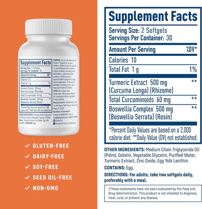 NativePath Turmeric Curcumin with Boswellia, 60 Softgels | Full-Spectrum Curcuminoids Plus Frankincense Extract, Supports Joint Mobility & Flexibility, High Absorption