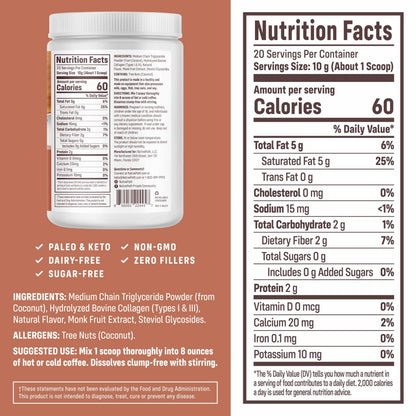 NativePath Keto Creamer, French Vanilla, Collagen & MCT, 20 Servings | Sugar-Free, Monk Fruit Sweetened, Non-Dairy & Creamy, Supports Skin, Hair & Nails, Low-Carb Friendly