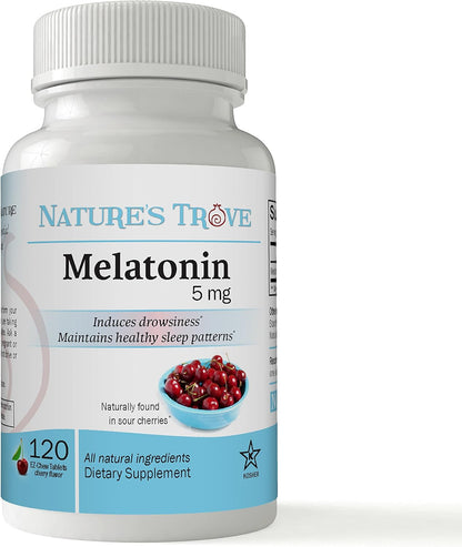 Nature's Trove Melatonin 5mg 120 EZ Chew Tablets Cherry Flavor