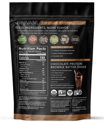 Truvani Organic Plant Based Protein Powder | Vanilla Chai | 10 Servings | Vegan | 20g Pea Protein | Keto | Gluten & Dairy Free | Low Carb | No Added Sugar